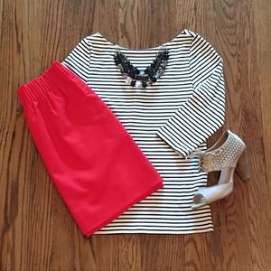 New Gap Navy & White Striped Ballet-Back Tee